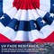2-Pack American Flag Bunting (2x4 Feet) – Patriotic USA Pleated Fan Flags with Brass Grommets & Zip Ties – Heavy Duty Fade Resistant Canvas Header – All-Weather Decor for 4th of July, Memorial Day & Porch Railings